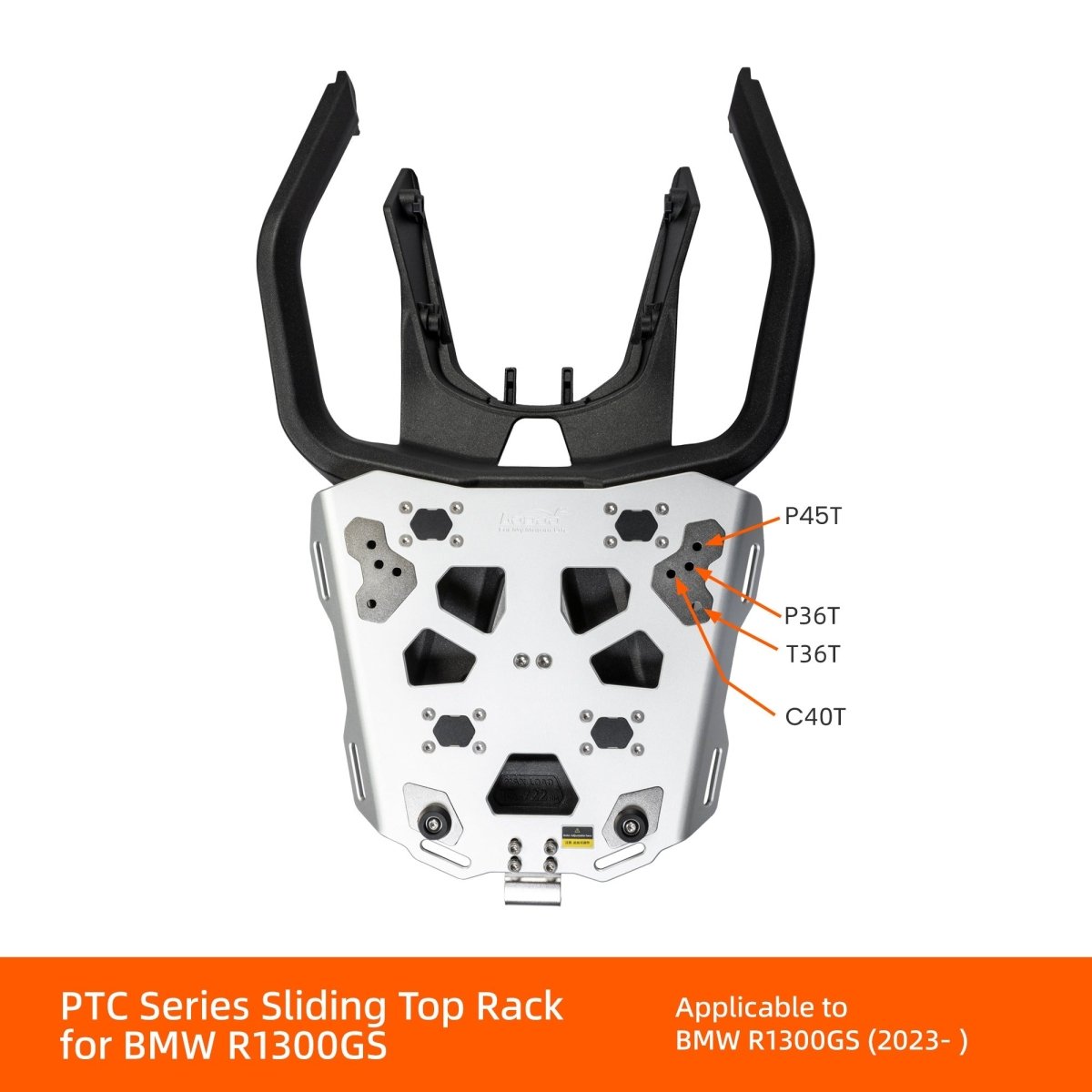 Piastra top case LOBOO JPT131WA montata sul portapacchi originale della BMW R 1300 GS
