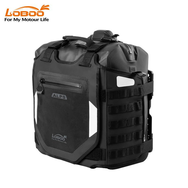 Valises latérales gonflables pour moto 23 L / 30 L | paire avec supports et antivol à clé, série Alps