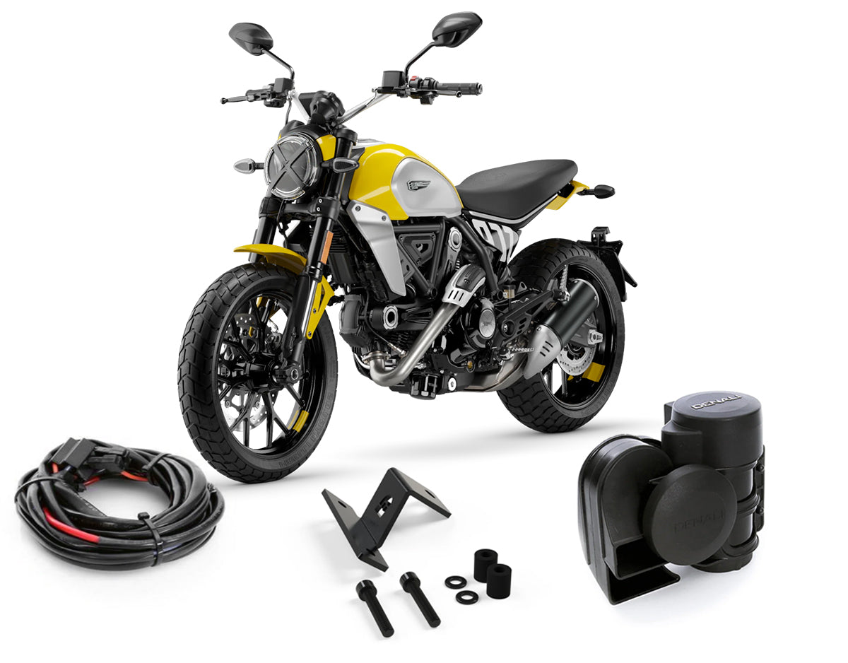Kit clacson DENALI SoundBomb con staffa e cablaggio per Ducati Scrambler