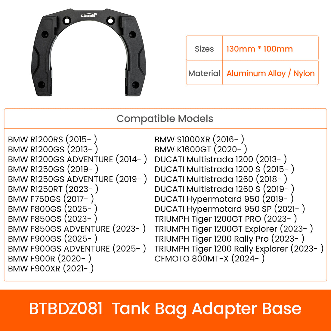 Anello Quick-Lock per borsa serbatoio per BMW R 1200/1250 GS, F 750-900 GS, S 1000 XR, Ducati Multistrada e Triumph Tiger 1200: misure, materiale e moto compatibili