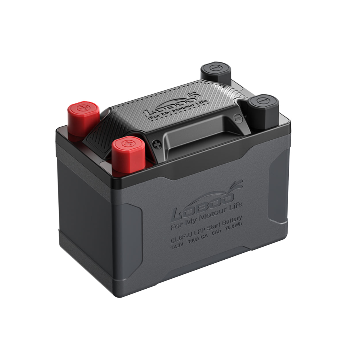 Batteria moto LOBOO CL6F-U con copripoli rossi e neri