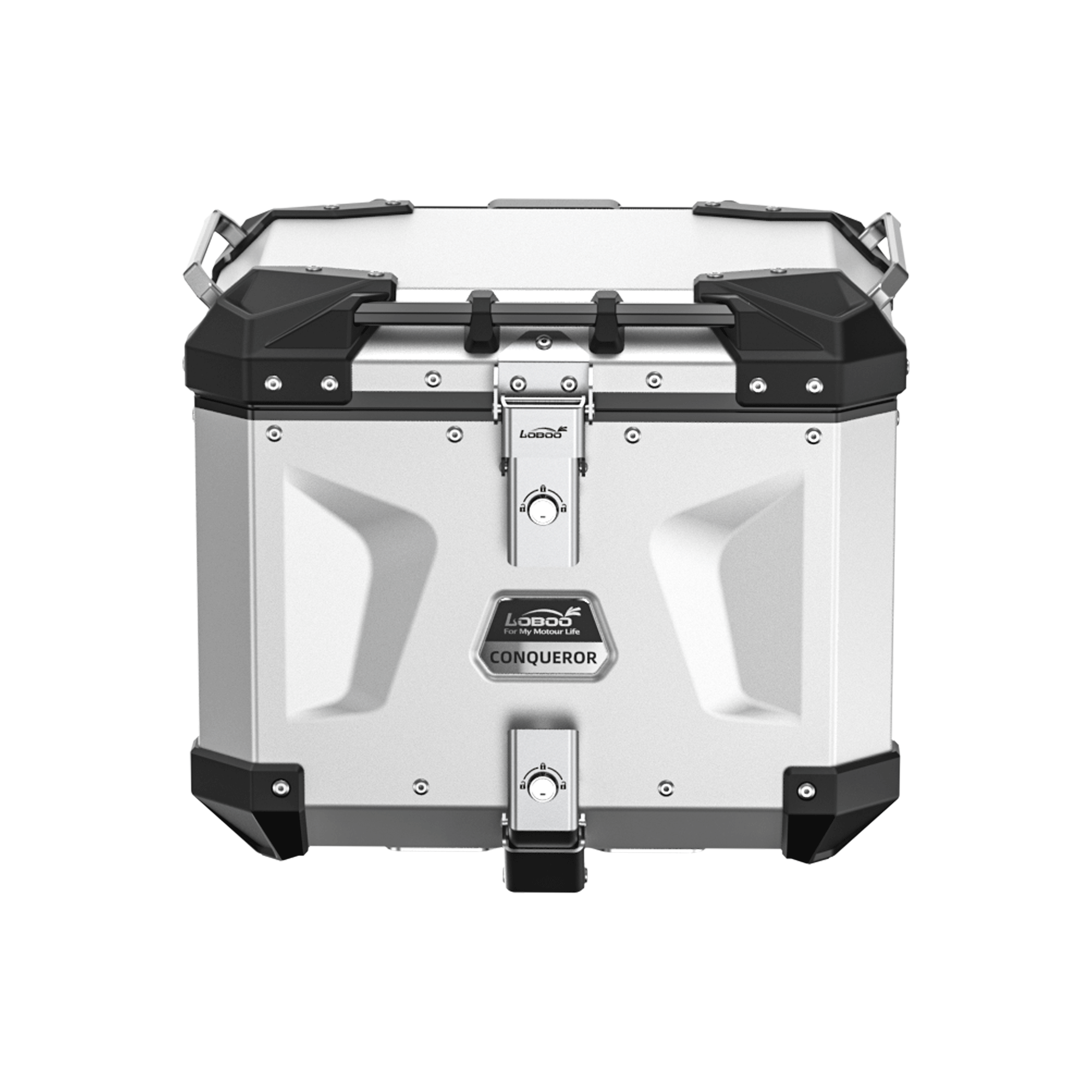 Bauletto CONQUEROR C40T da 40 litri in alluminio argento, vista di tre quarti