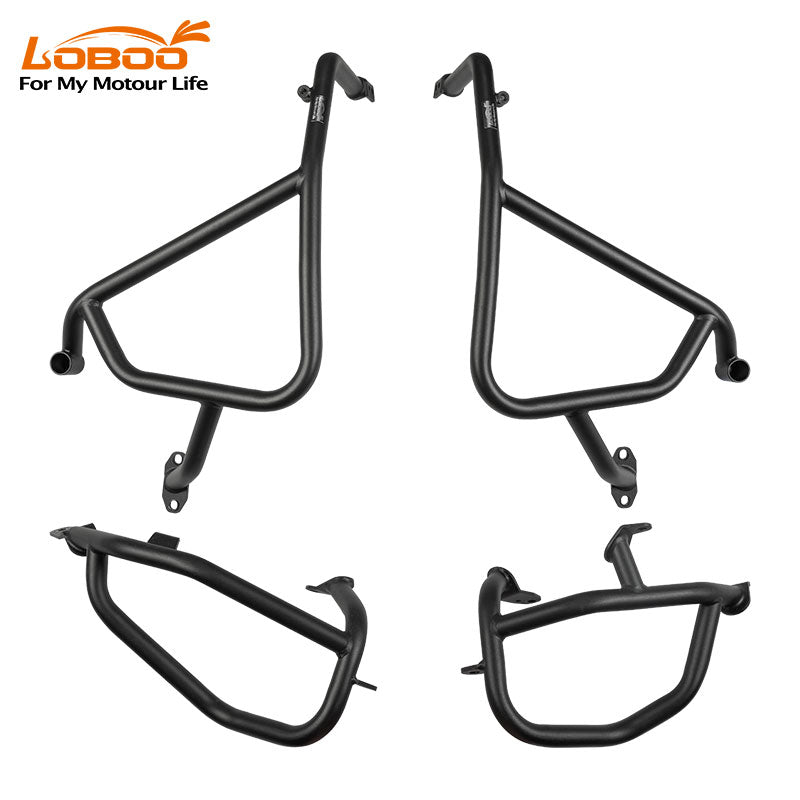 Kit crash bar LOBOO CHG033 nero: due barre superiori e due barre inferiori in acciaio inox 304