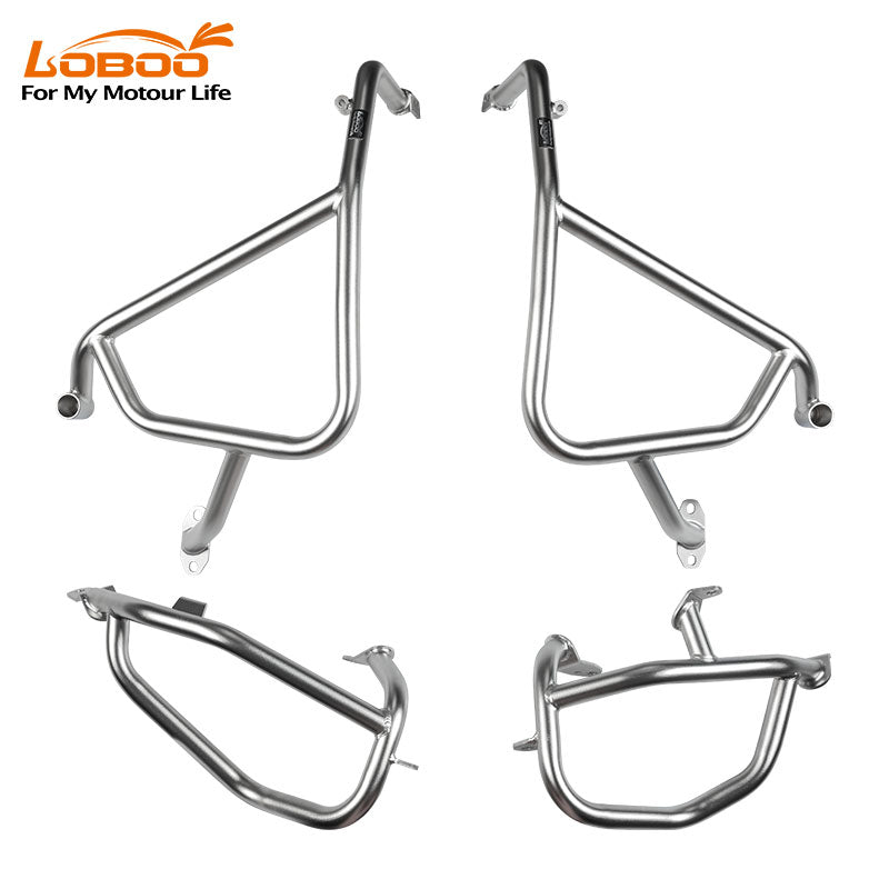 Kit crash bar LOBOO CHG033 argento sabbiato: due barre superiori e due barre inferiori