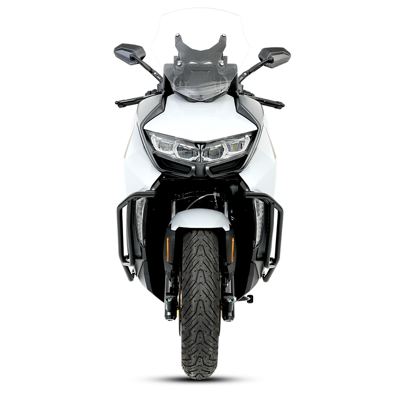 BMW C 400 GT con crash bar LOBOO CHG102 nero, vista frontale