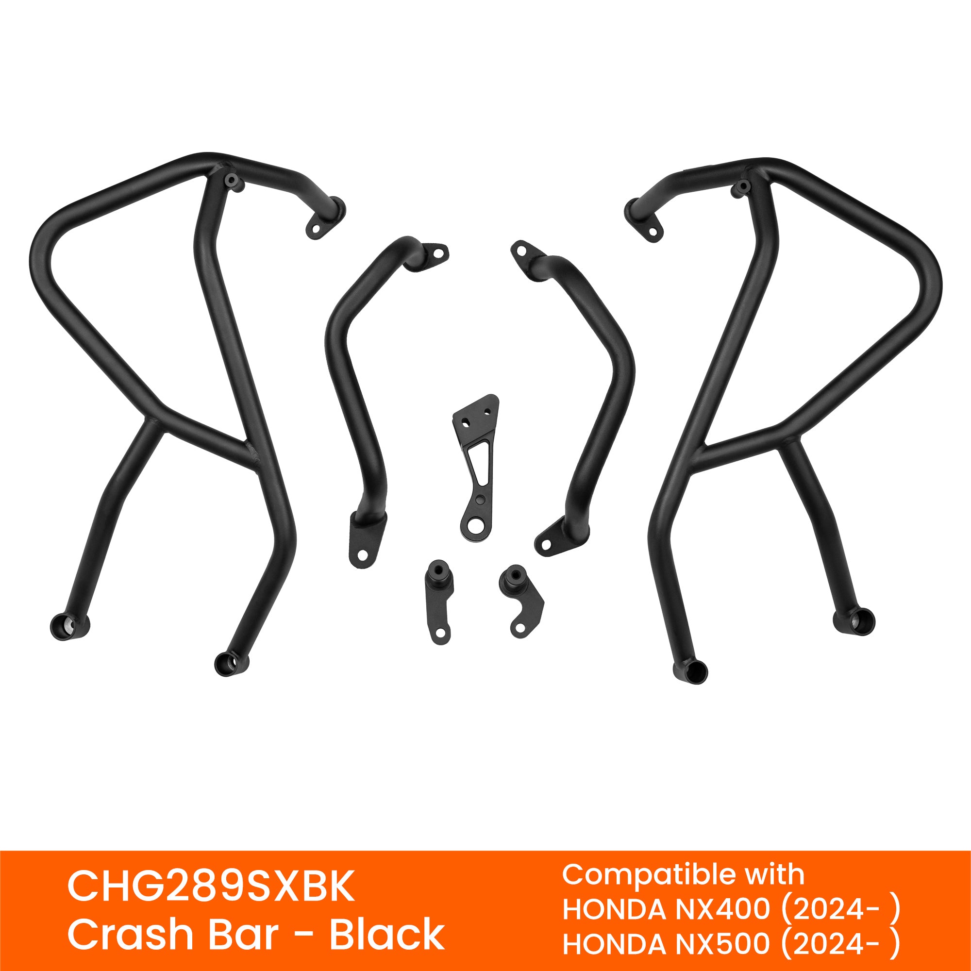 Crash bar LOBOO CHG289SXBK nero per Honda NX400 e NX500 dal 2024: barre superiori, inferiori e staffe