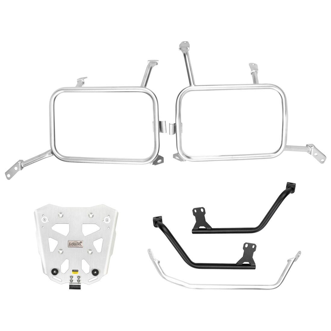 Telai laterali JP421B e piastra top case JP421W LOBOO: il sistema a tre valigie per Suzuki V-Strom 800DE