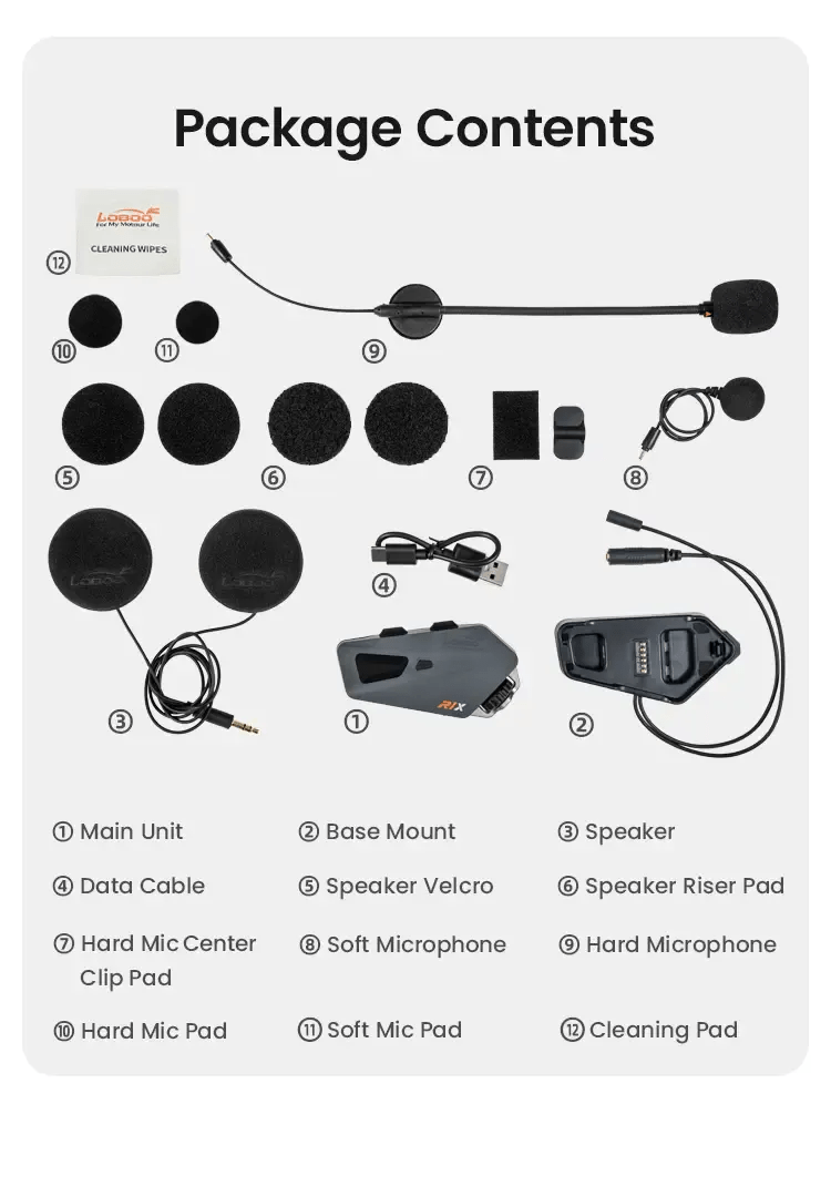 Casque moto mains libres LOBOO R1X – Bluetooth 5.3 - Endurrad.com