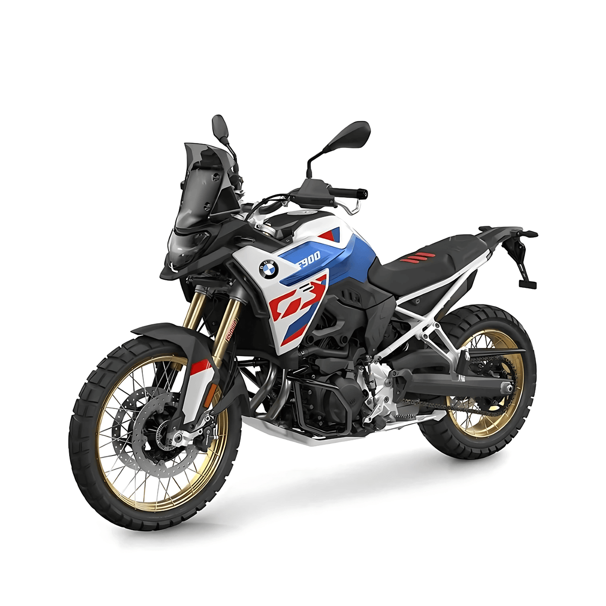 BMW F 900 GS nella colorazione GS Trophy, vista di tre quarti anteriore