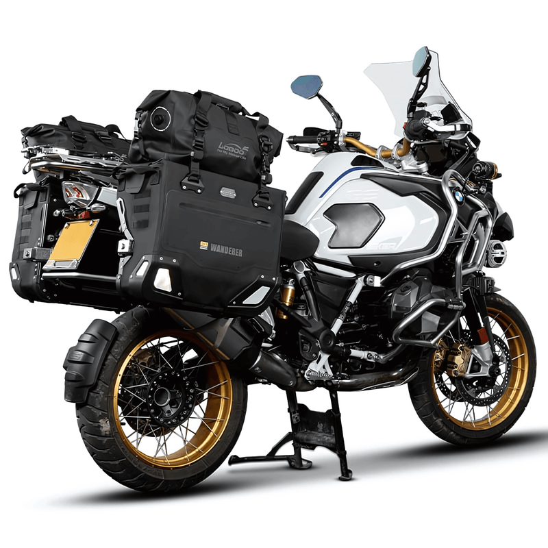 Valises semi-rigides pour BMW R 1200 GS et R 1250 GS : les Wanderer sur les supports JP071B