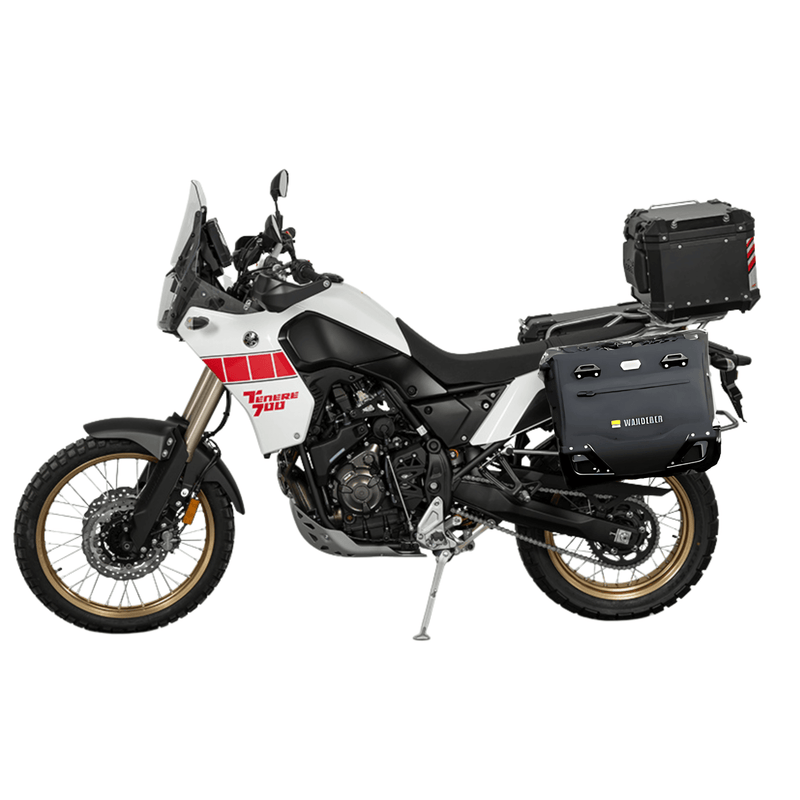 Valises semi-rigides pour Yamaha Ténéré 700 : les Wanderer sur les supports JP871B