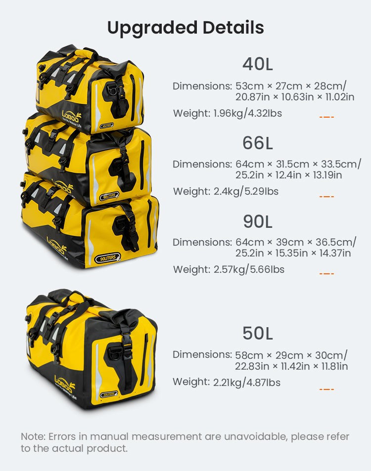 Quatre capacités, dimensions et poids