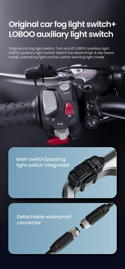 Il kit si comanda dall'interruttore fendinebbia originale della moto