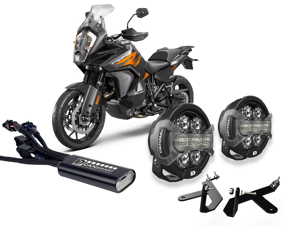 Kit DENALI DNL04KIT004 con faretti D7 PRO, staffa superiore e centralina per KTM 1290 Adventure