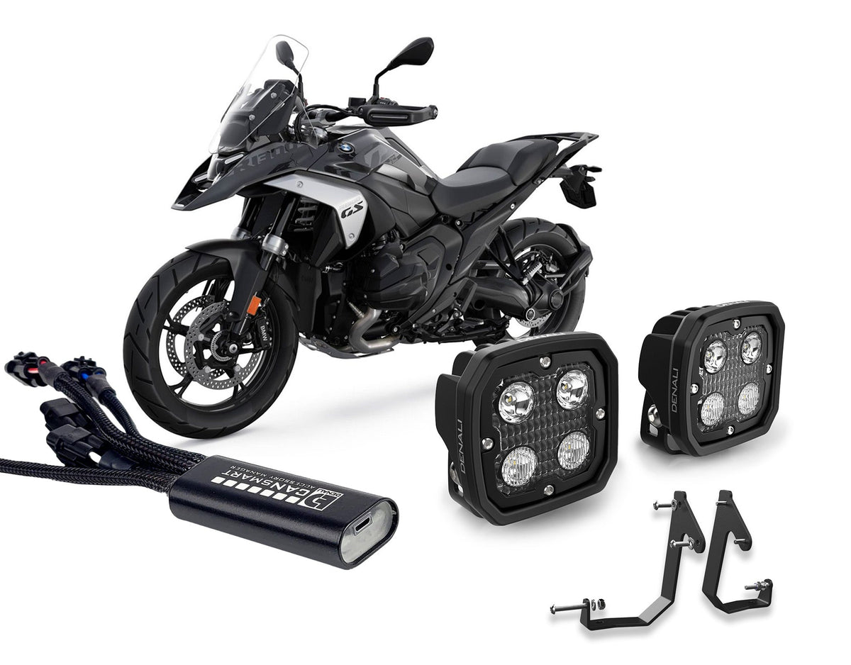 Kit DENALI DNL07KIT003 con due faretti D4, centralina CANsmart e staffe superiori per BMW R 1300 GS