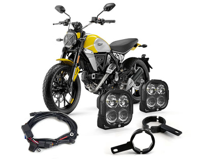Kit DENALI DNL22KIT009 con due faretti DL4, morsetti e cablaggio per Ducati Scrambler
