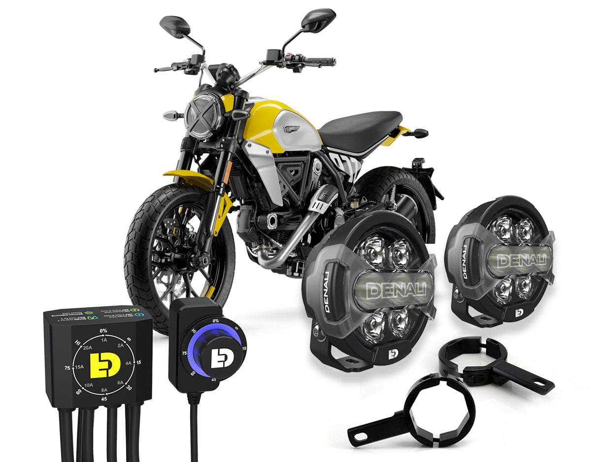 Kit DENALI DNL22KIT012 con faretti D7 PRO e controller DialDim per Ducati Scrambler