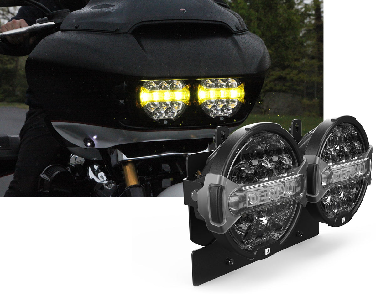 Kit fari D14 Destroyer DENALI per Harley-Davidson Road Glide, contenuto della confezione