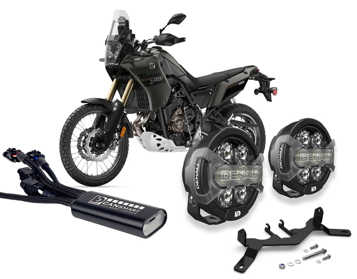 Kit faretti D7 PRO e centralina CANsmart DENALI montati su Yamaha Ténéré 700
