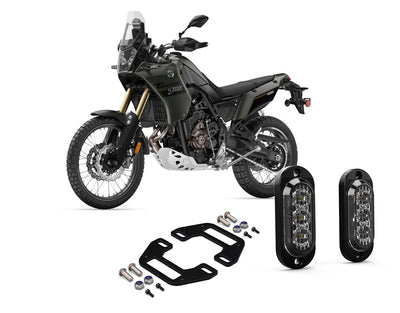 Kit visibilità posteriore DENALI con indicatori T3 sulla targa della Yamaha Ténéré 700