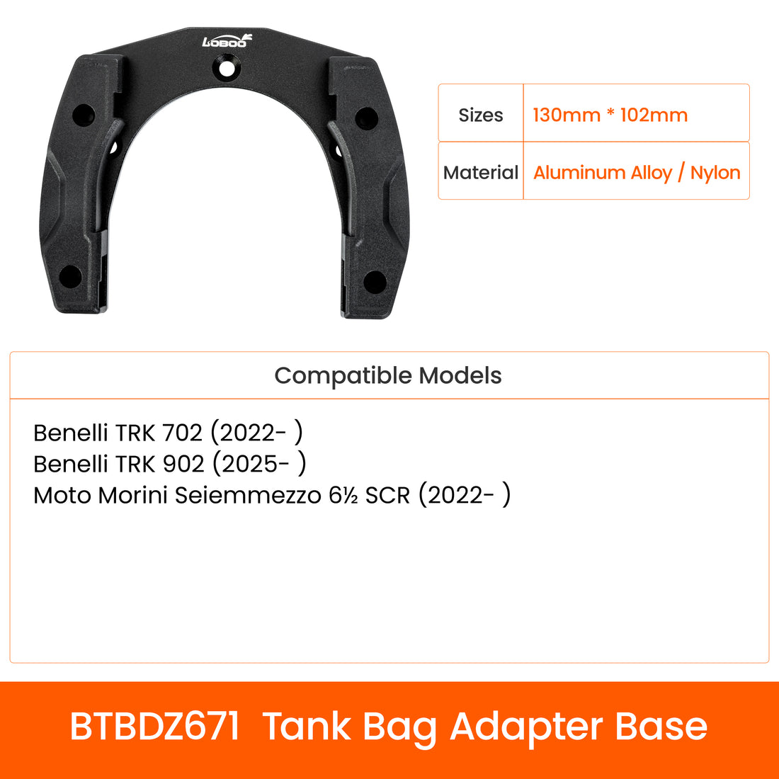 Anello Quick-Lock per borsa serbatoio per Benelli TRK 702, TRK 902 e Moto Morini 6½: misure, materiale e moto compatibili