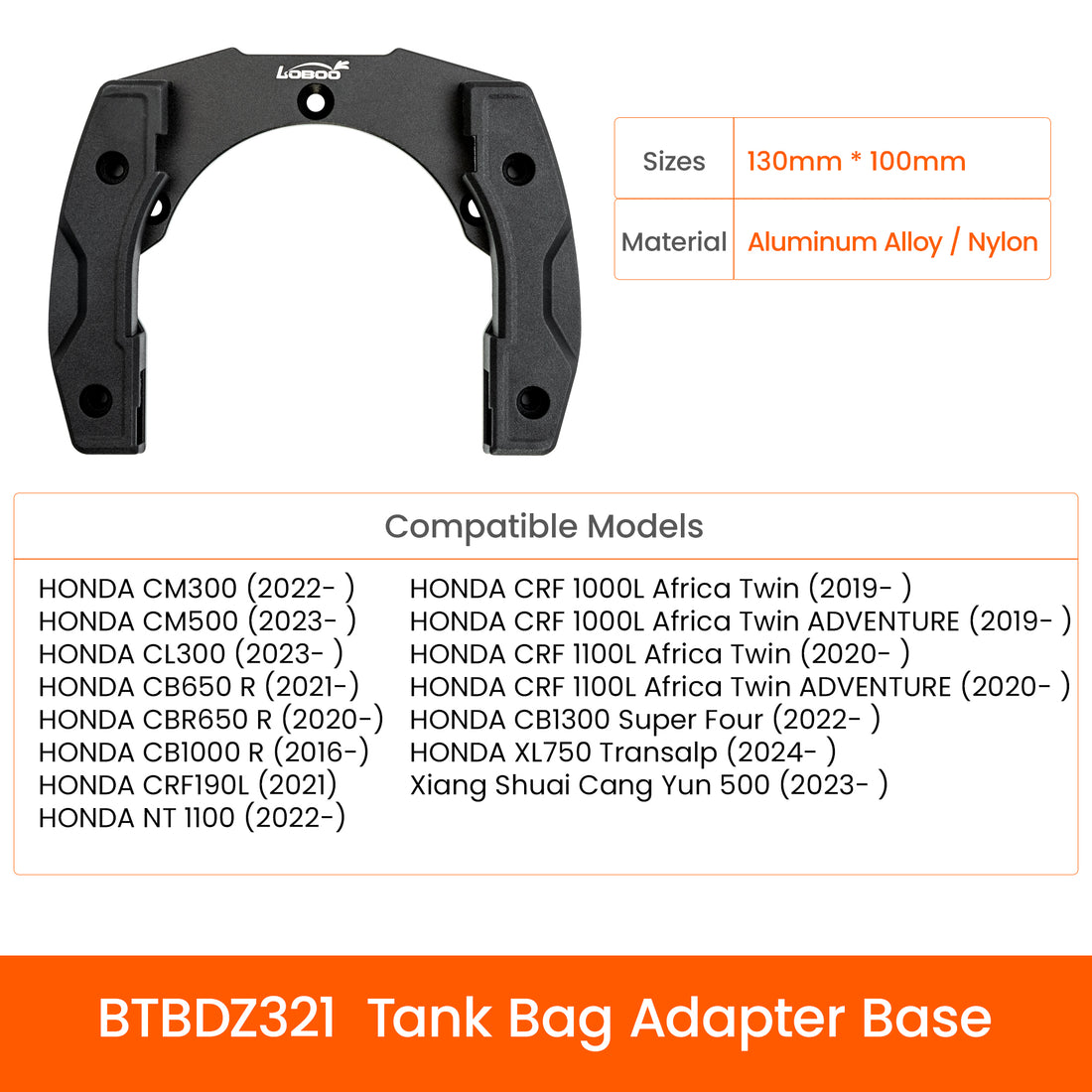 Anello Quick-Lock per borsa serbatoio per Honda Africa Twin, XL750 Transalp, NT1100 e CB/CBR 650 R: misure, materiale e moto compatibili