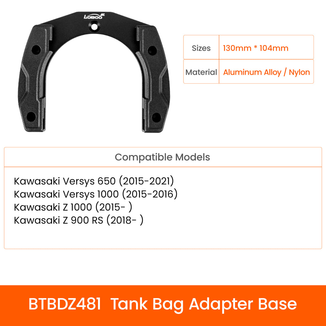 Anello Quick-Lock per borsa serbatoio per Kawasaki Versys 650 2015-2021, Versys 1000 2015-2016, Z1000 e Z900RS: misure, materiale e moto compatibili