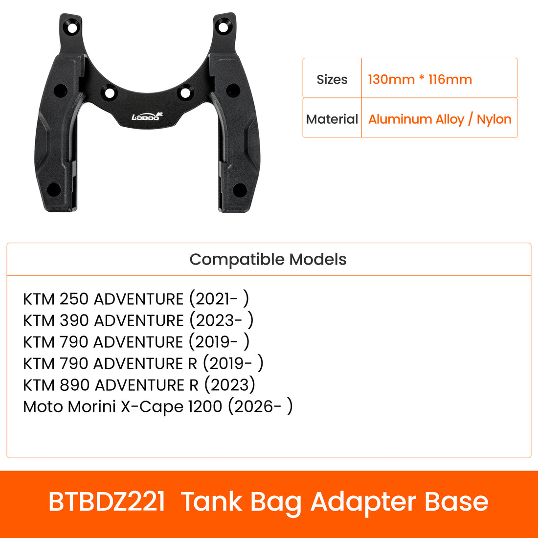 Anello Quick-Lock per borsa serbatoio per KTM 250, 390, 790 e 890 Adventure e Moto Morini X-Cape 1200: misure, materiale e moto compatibili