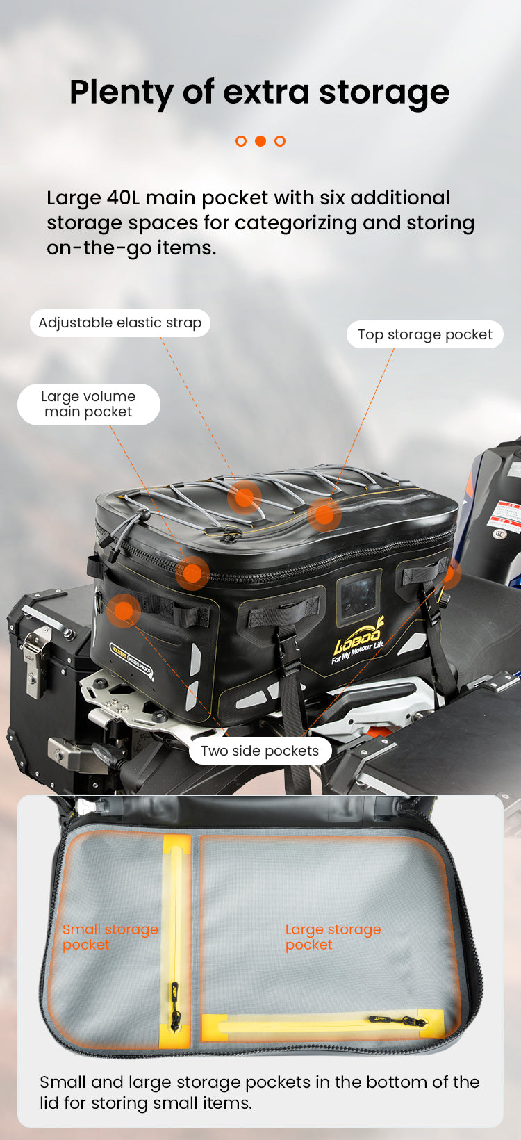 Six separate compartments in addition to the main compartment