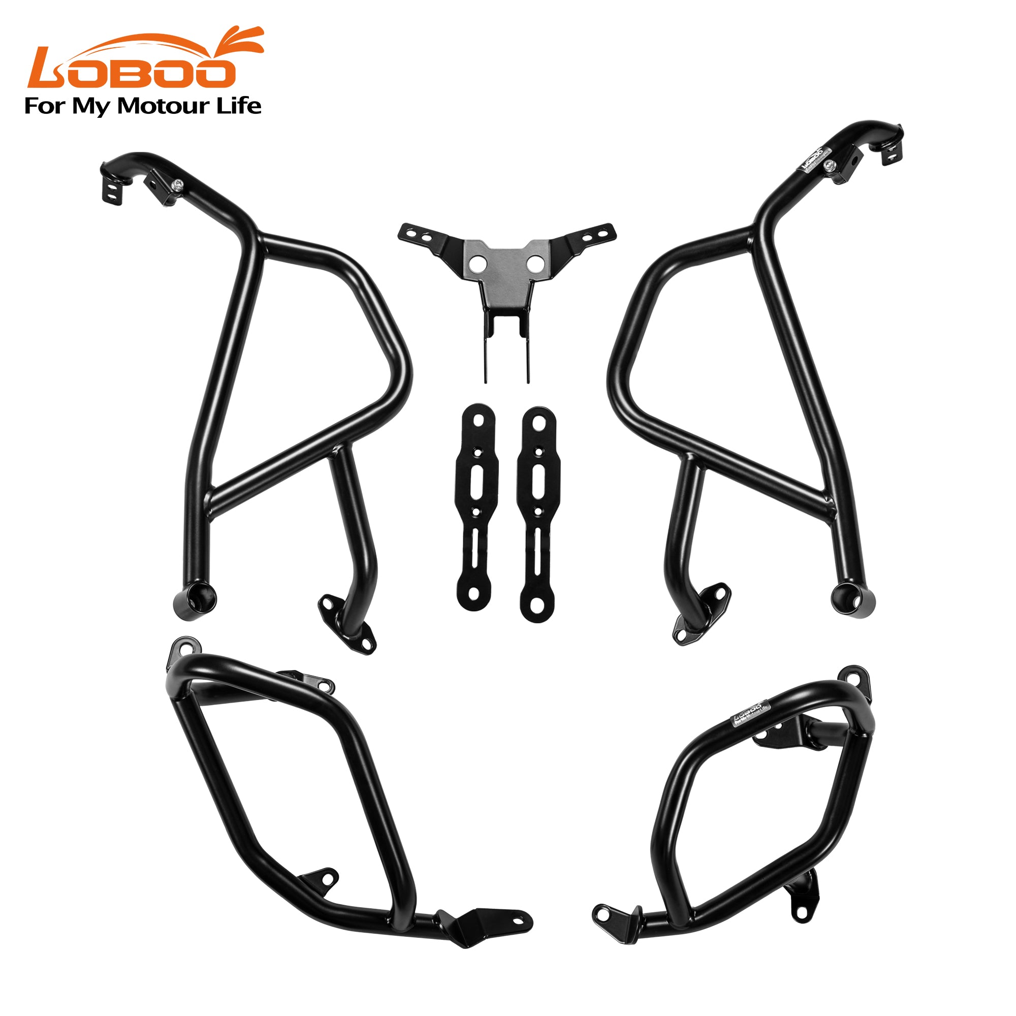 Kit crash bar LOBOO CHG025 nero completo di staffe e viteria