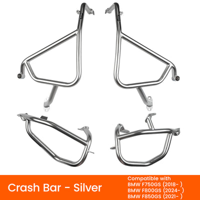 Crash bar LOBOO CHG033SXSL argento per BMW F750GS, F800GS e F850GS: barre superiori e inferiori