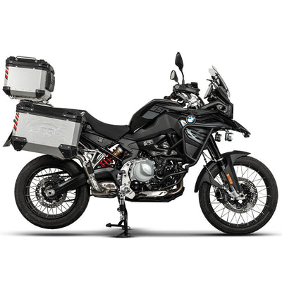 BMW F850GS con crash bar LOBOO CHG033 nero e valigie, vista laterale sinistra