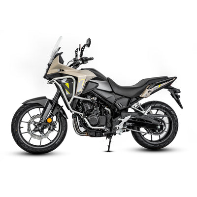Honda NX400 con crash bar LOBOO CHG289 argento, vista laterale sinistra