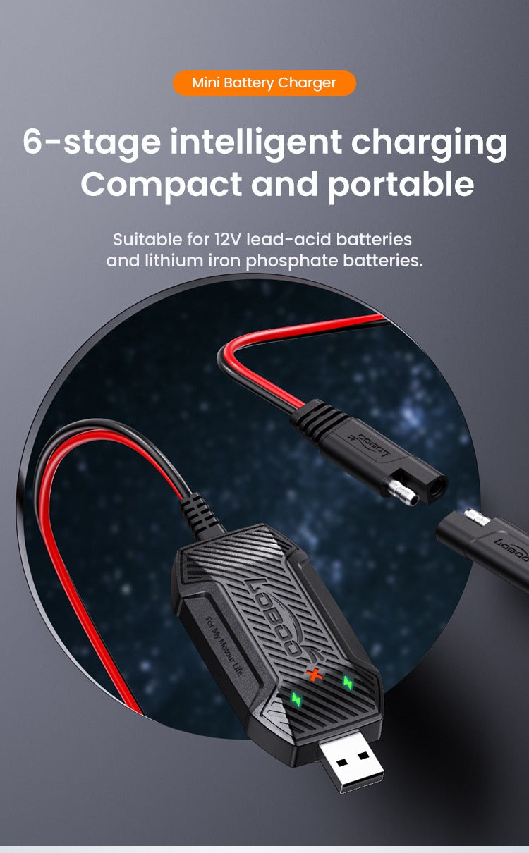 Six phases de charge dans un objet de 6,9 cm