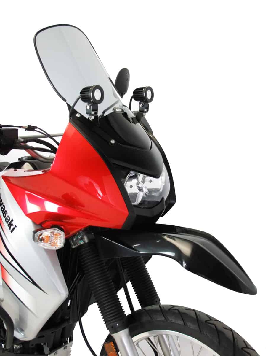 Staffa superiore DENALI per faretti montata sulla Kawasaki KLR 650E