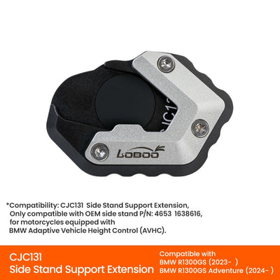 Compatibilità CJC131: BMW R 1300 GS dal 2023 e R 1300 GS Adventure dal 2024, solo con cavalletto originale 46531638616 e controllo adattivo dell'altezza