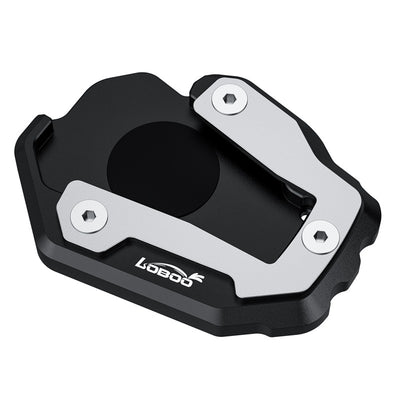 Piastra cavalletto LOBOO CJC321 per Honda CRF1100L Africa Twin vista dall'alto, base nera e cover argento