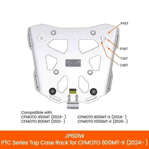 Porte-bagages arrière avec platine de top-case pour CFMOTO 800MT-X, 1000MT-X, 800MT et 450MT