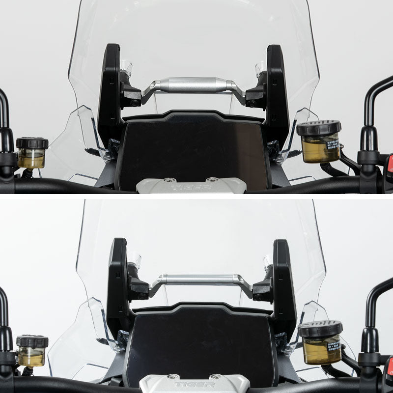 Il supporto navigatore visto dalla posizione di guida della Triumph Tiger 1200 GT Pro