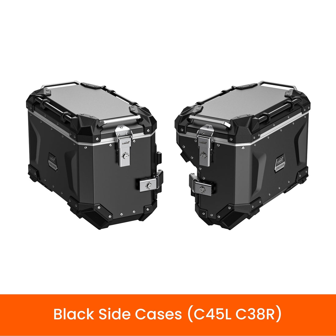 Valigie laterali asimmetriche LOBOO CONQUEROR C45L da 45 L e C38R da 38 L in alluminio nero