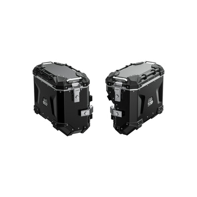 Valises latérales en aluminium pour moto de 30, 35, 38 et 45 L | détachement rapide à neuf points, serrure à clé — CONQUEROR
