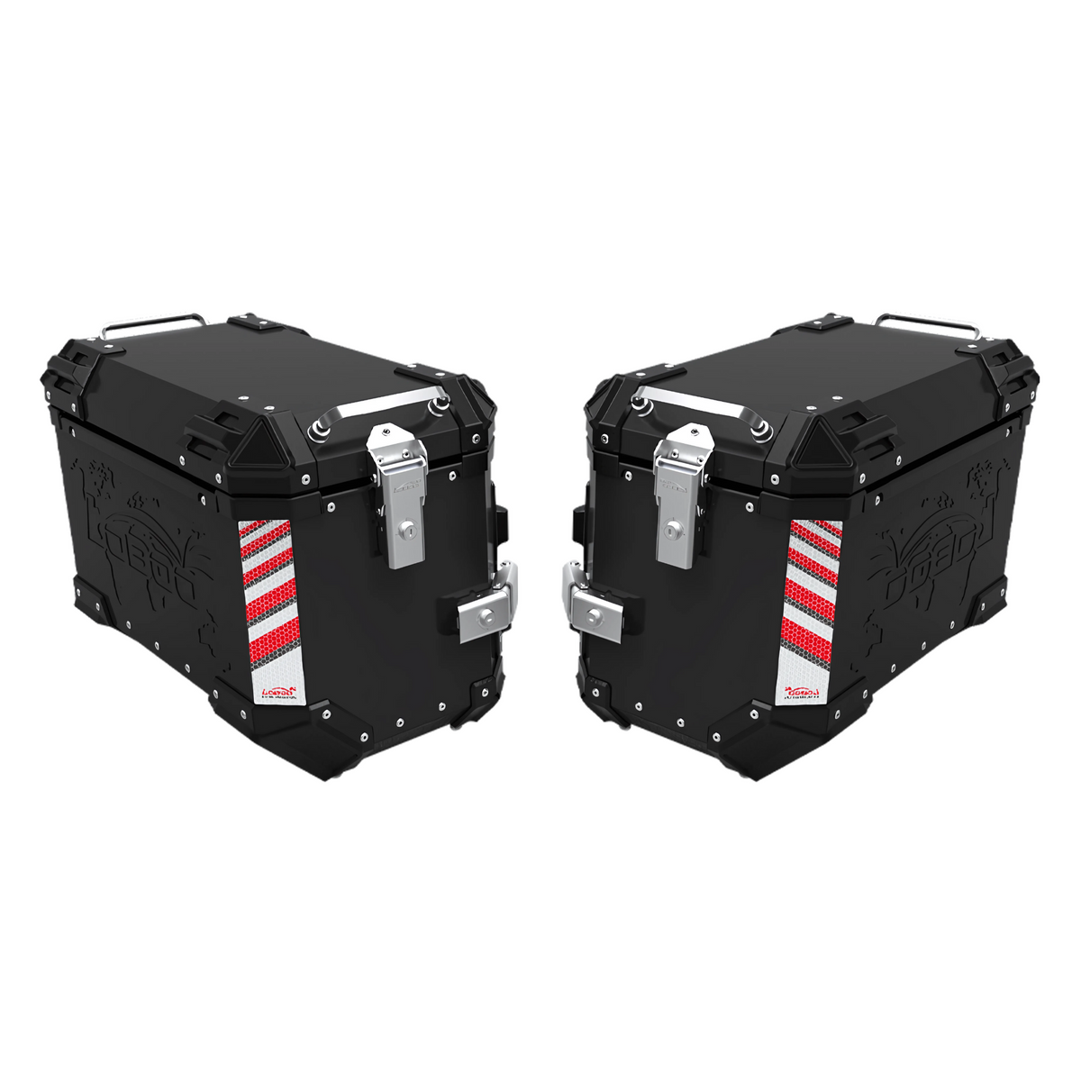 Coppia di valigie laterali LOBOO PIKE TRACKER nere da 45+45 litri, 90 litri complessivi
