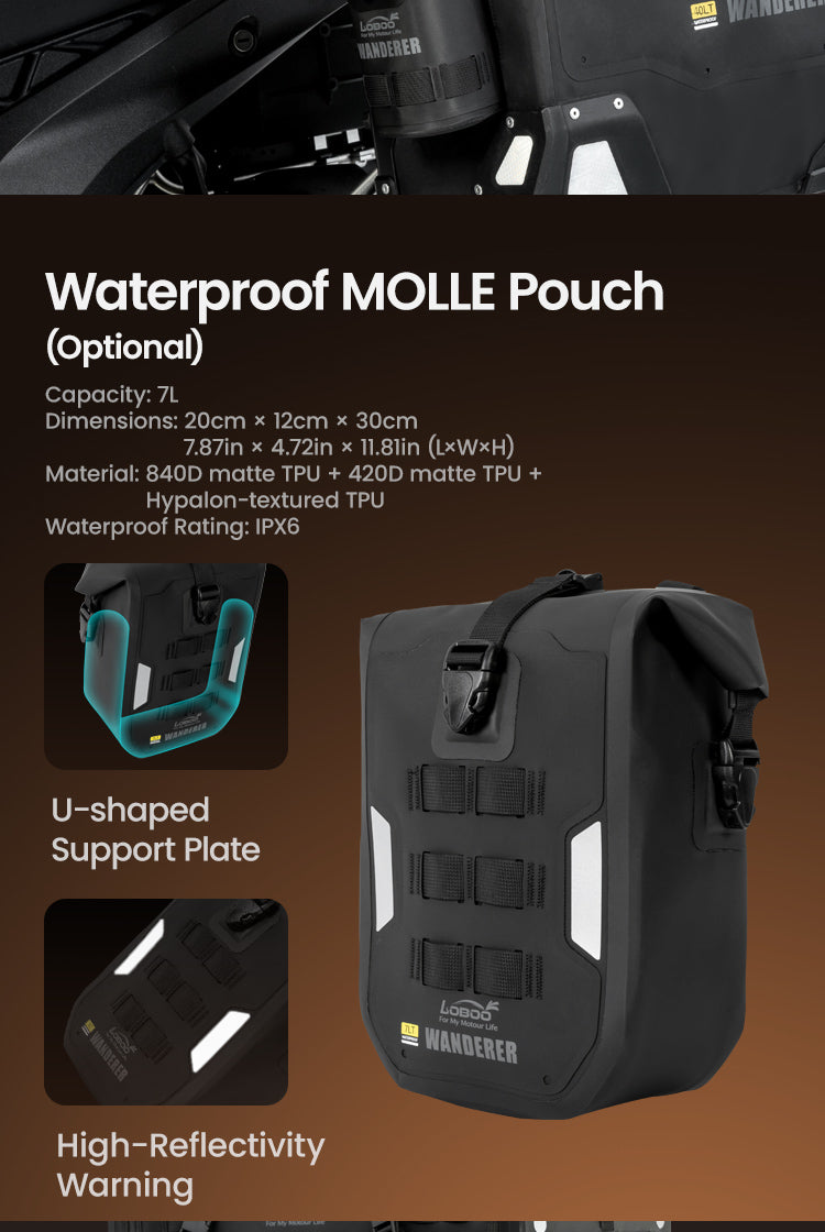 Poche MOLLE imperméable de 7 litres, en option