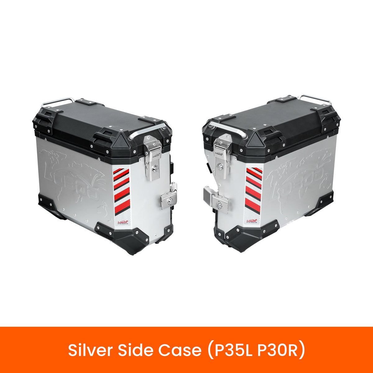 Coppia di valigie laterali LOBOO PIKE TRACKER P35L e P30R argento