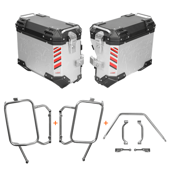 Valises latérales en aluminium pour Yamaha Ténéré 700 avec supports | PIKE TRACKER 35+30 L